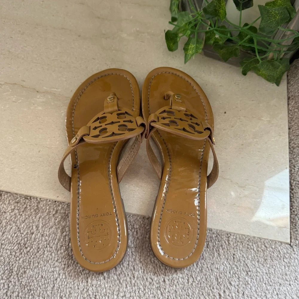 Tory Burch Miller Leather Sandals Tan